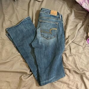 Skinny Kick AEO bootcut jeans.